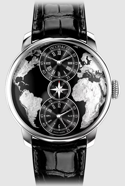Jacob & Co THE WORLD IS YOURS DUAL TIME ZONE BLACK Replica Watch DT100.10.AA.AB.A (image for) Jacob & Co THE WORLD IS YOURS DUAL TIME ZONE BLACK Replica Watch DT100.10.AA.AB.A